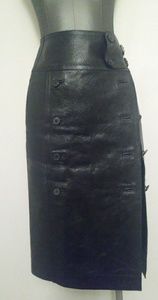 YSL Black Leather Skirt